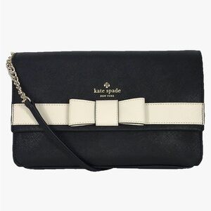 Kate Spade Kirk Park Veronique Black Saffiano Leather Bow Crossbody Bag